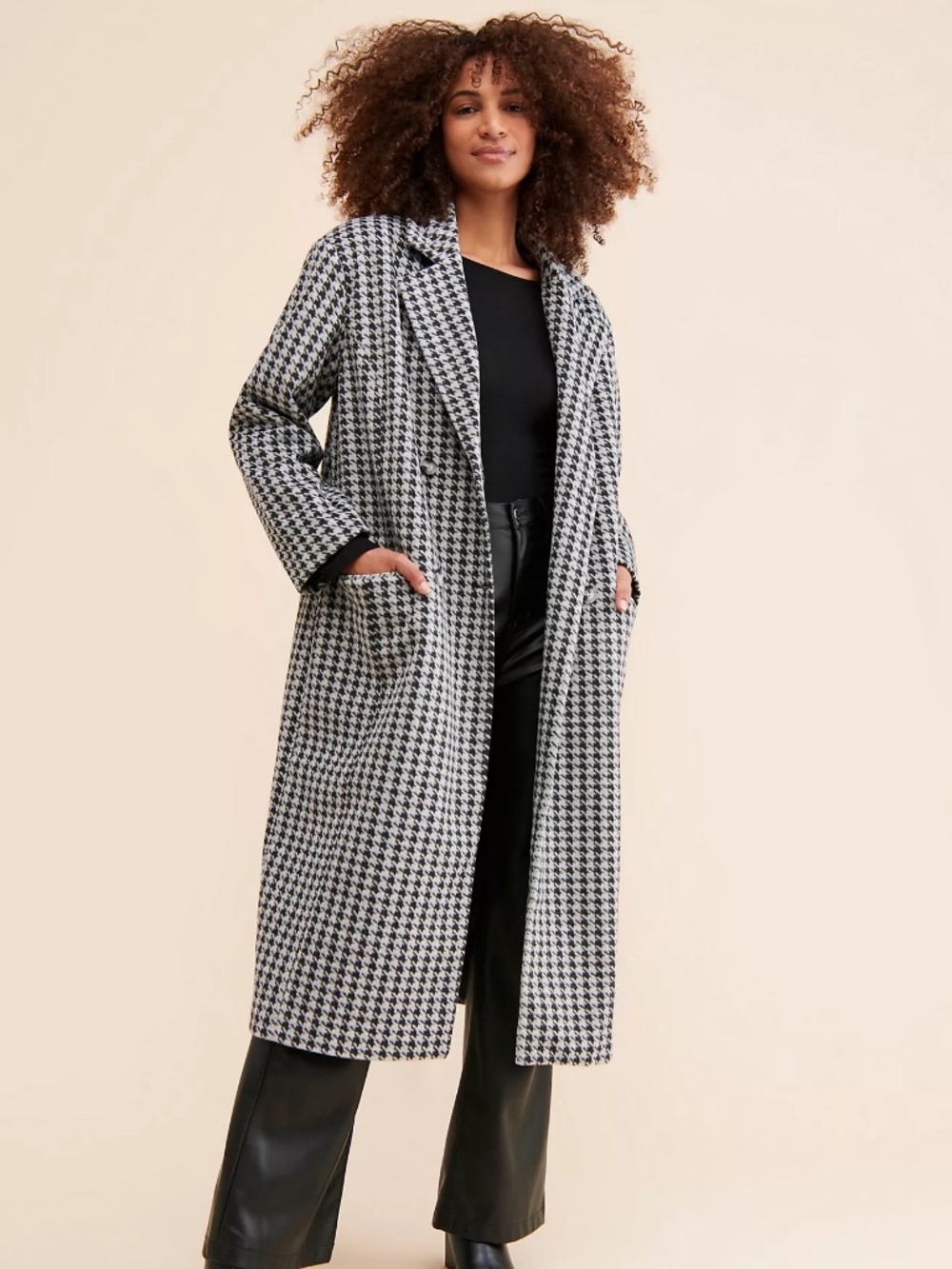 4th & Reckless Kendra Oversized Houndstooth Overcoat